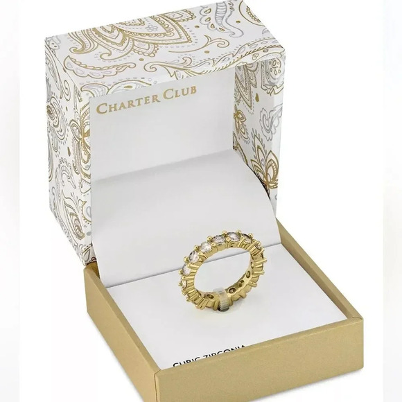 Women Ring Charter Club Gold Plated Cubic Zirconia Band Ring 5,9,10 NWT - Picture 7 of 7